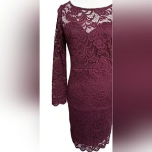 Plum Bodycon Dress with Long Bell Sleeves for Cocktail